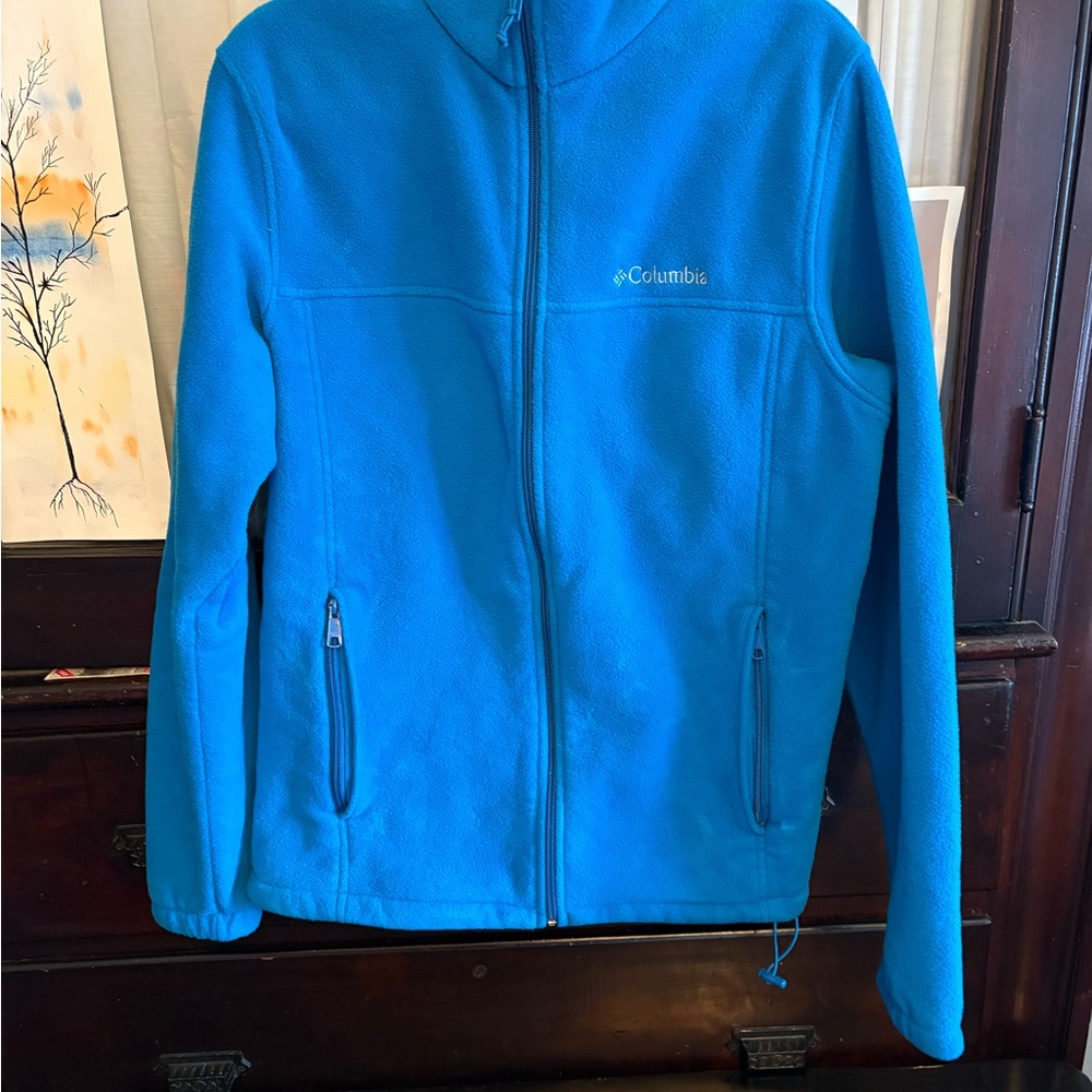 Columbia Bright Teal Blue Full-Zip Fleece Jacket
